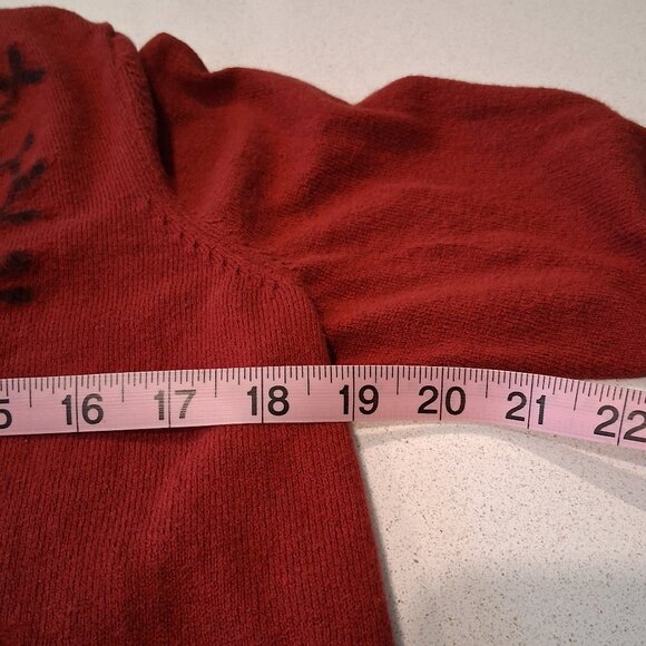 J.Jill Dark Red Floral Cashmere Blend Cardigan Women's Size M - Picture 12 of 15